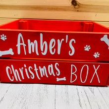 Load image into Gallery viewer, painted wooden crate christmas eve crate for pets personalised
