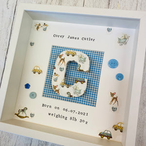 new baby personalised frame with initial in the middle