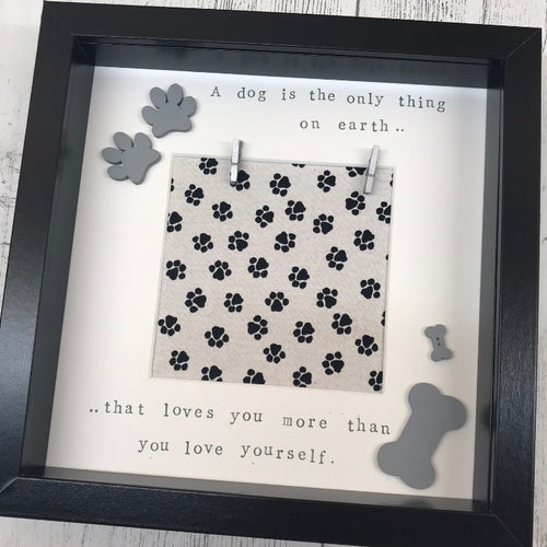 personalised dog photo frame black and grey