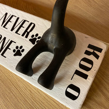 Load image into Gallery viewer, wooden plaque you&#39;ll never walk alone dog lead hook with dog tail hooks and name
