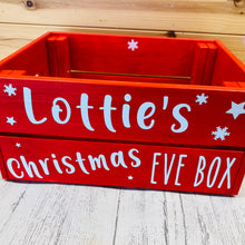 Load image into Gallery viewer, personalised wooden christmas eve crate painted
