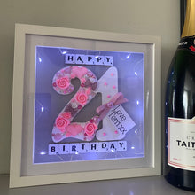 Load image into Gallery viewer, personalised framed 21st birthday gift with lights
