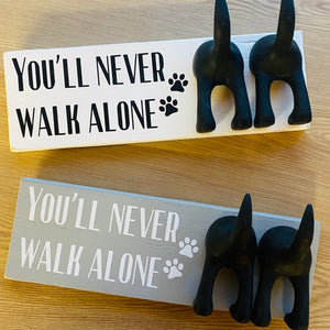 wooden plaque you'll never walk alone dog lead hook with dog tail hooks