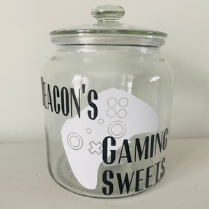 glass personalised gaming snack jar with controller image