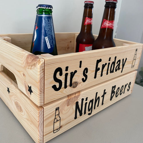 personalised wooden drinks storage crate for teacher