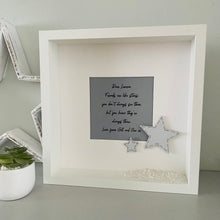 Load image into Gallery viewer, personalised friends are like stars poem framed white and grey
