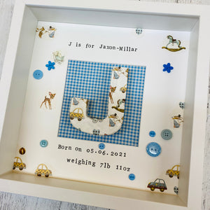 new baby personalised frame with initial in the middle