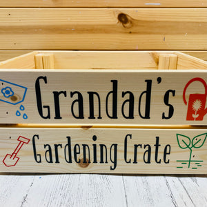 wooden personalised gardening crate