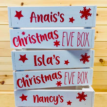 Load image into Gallery viewer, personalised wooden christmas eve crate painted
