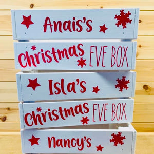 personalised wooden christmas eve crate painted