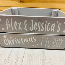 Load image into Gallery viewer, personalised wooden christmas eve crate painted
