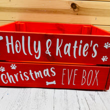 Load image into Gallery viewer, personalised wooden christmas eve crate painted
