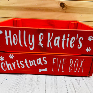 personalised wooden christmas eve crate painted