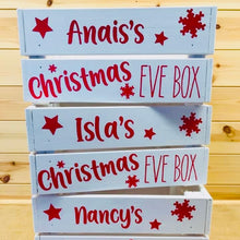 Load image into Gallery viewer, personalised wooden christmas eve crate painted
