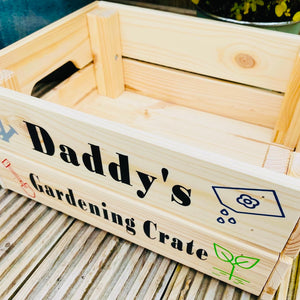 wooden personalised gardening crate