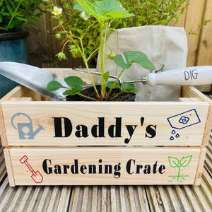 wooden personalised gardening crate