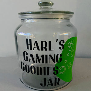 glass personalised gaming snack jar with controller image