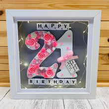 Load image into Gallery viewer, personalised framed 21st birthday gift with lights
