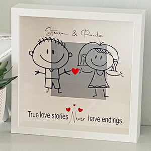 framed personalised gift for couple with couple image and romantic phrase