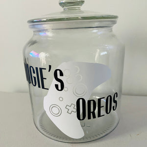 glass personalised gaming snack jar with controller image