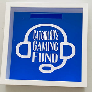 personalised gaming fund money box frame