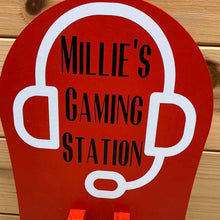 Load image into Gallery viewer, wooden gaming station stand for controller and headset
