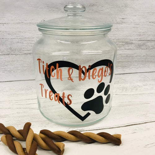 personalised glass storage jar for pet treats