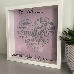 Personalised Mum Word Art Framed Gift