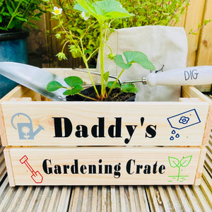 wooden personalised gardening crate