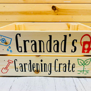 wooden personalised gardening crate