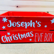 Load image into Gallery viewer, personalised wooden christmas eve crate painted
