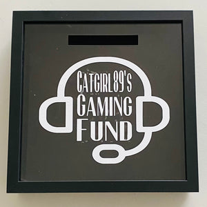 personalised gaming fund money box frame