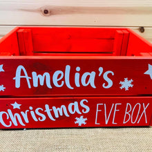 Load image into Gallery viewer, personalised wooden christmas eve crate painted
