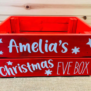 personalised wooden christmas eve crate painted