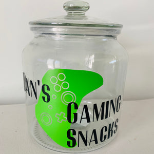 glass personalised gaming snack jar with controller image