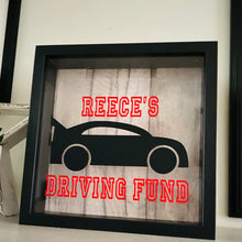 Load image into Gallery viewer, personalised driving fund money box frame
