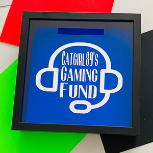 personalised gaming fund money box frame