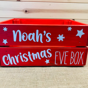 personalised wooden christmas eve crate painted