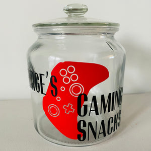 glass personalised gaming snack jar with controller image