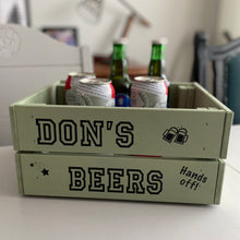 Load image into Gallery viewer, personalised hand painted wooden drinks crate 
